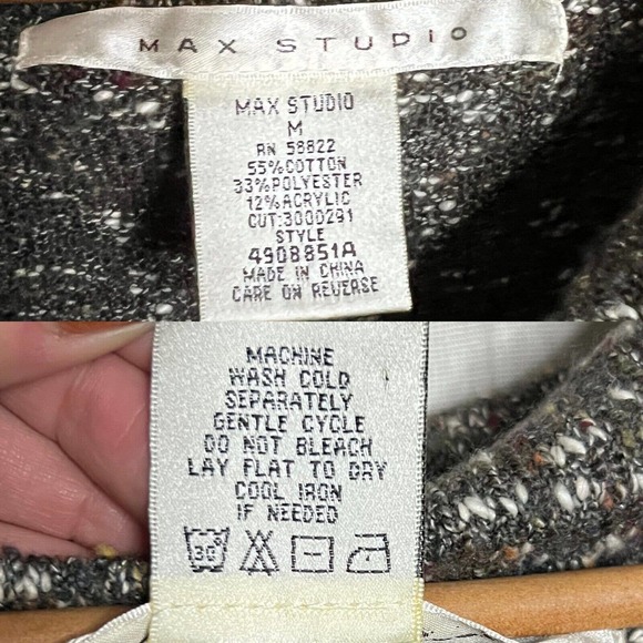 Max Studio Marled Brown Cowl Neck Knit Sweater Dress Long Sleeve Size Medium - Picture 11 of 12